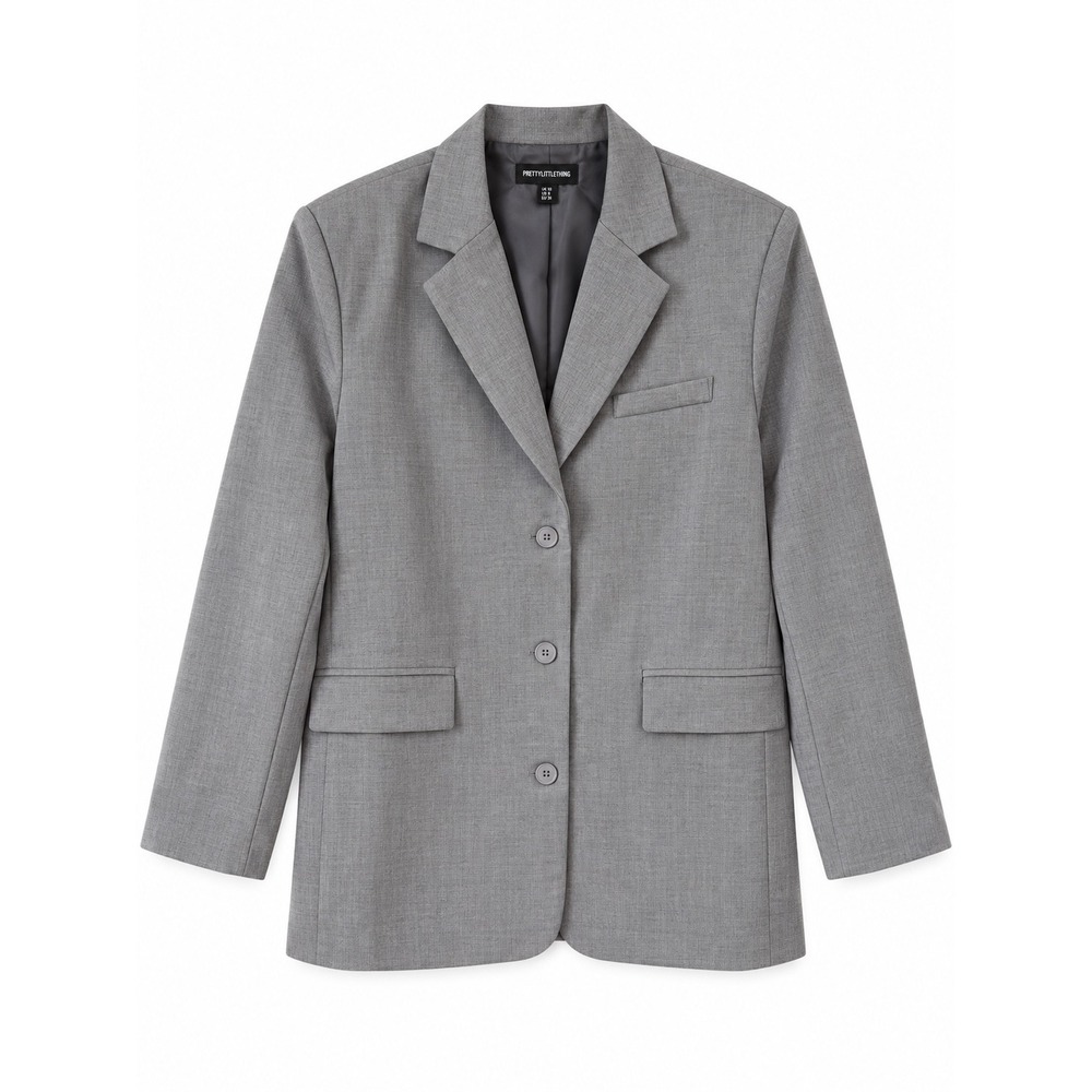 PrettyLittleThing Charcoal Grey Oversized Blazer Jacket US 6 UK 10 NWT Academia - Picture 2 of 10